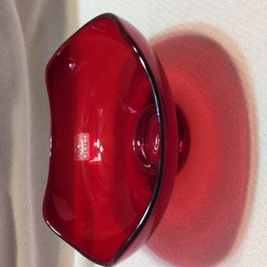 Red Viking scalloped edge glass bowl‎